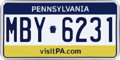 PA license plate MBY6231