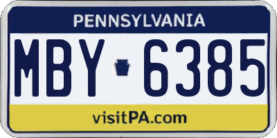 PA license plate MBY6385