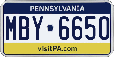 PA license plate MBY6650