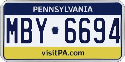 PA license plate MBY6694