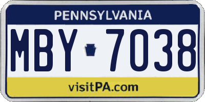 PA license plate MBY7038