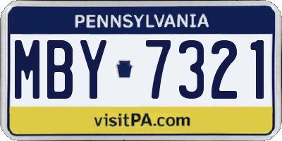 PA license plate MBY7321