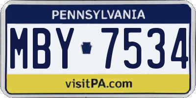 PA license plate MBY7534