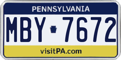 PA license plate MBY7672