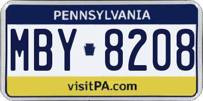 PA license plate MBY8208