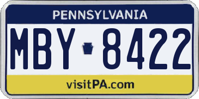 PA license plate MBY8422