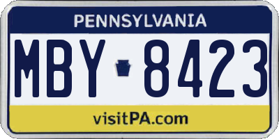 PA license plate MBY8423