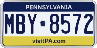 PA license plate MBY8572