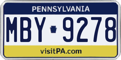 PA license plate MBY9278