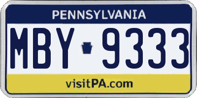 PA license plate MBY9333