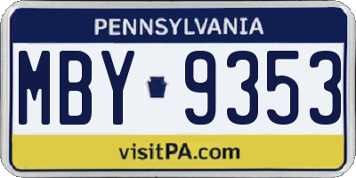 PA license plate MBY9353