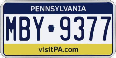 PA license plate MBY9377