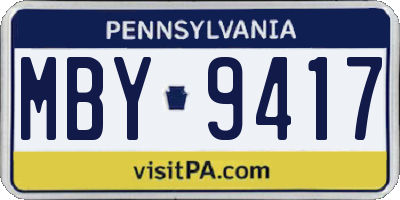 PA license plate MBY9417