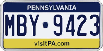 PA license plate MBY9423