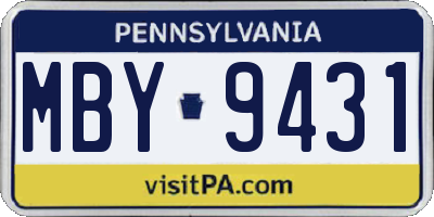 PA license plate MBY9431