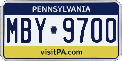 PA license plate MBY9700