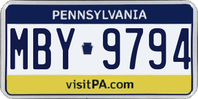PA license plate MBY9794
