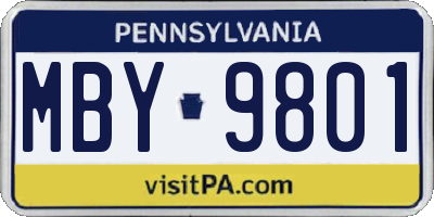 PA license plate MBY9801