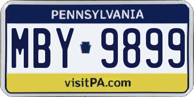 PA license plate MBY9899