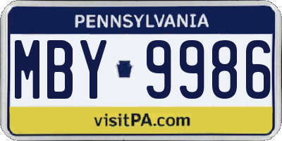 PA license plate MBY9986