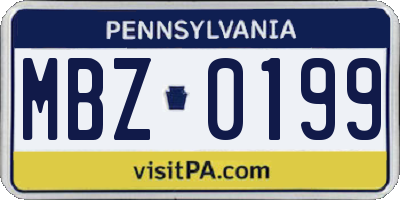 PA license plate MBZ0199