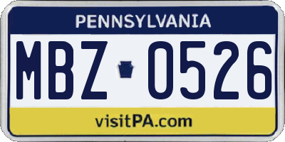 PA license plate MBZ0526