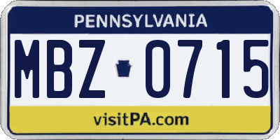 PA license plate MBZ0715