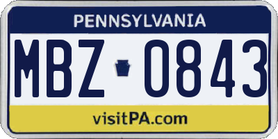 PA license plate MBZ0843