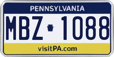 PA license plate MBZ1088