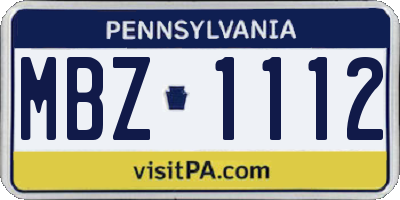PA license plate MBZ1112