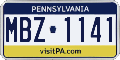 PA license plate MBZ1141