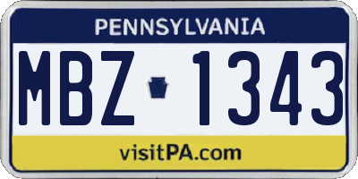 PA license plate MBZ1343
