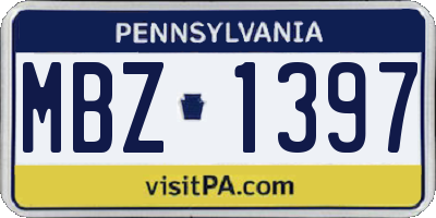 PA license plate MBZ1397