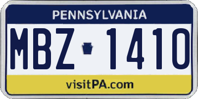 PA license plate MBZ1410