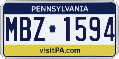 PA license plate MBZ1594