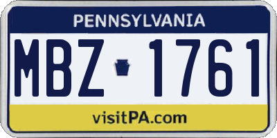 PA license plate MBZ1761