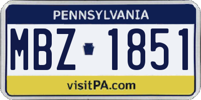 PA license plate MBZ1851