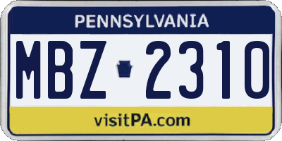 PA license plate MBZ2310