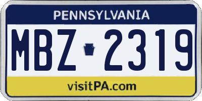 PA license plate MBZ2319