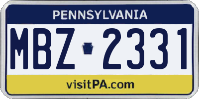 PA license plate MBZ2331