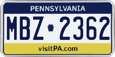 PA license plate MBZ2362
