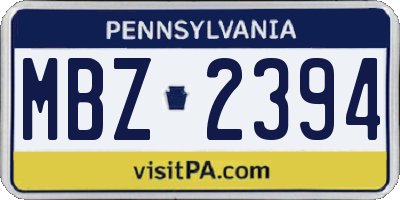 PA license plate MBZ2394
