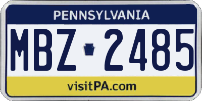 PA license plate MBZ2485