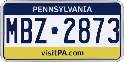 PA license plate MBZ2873