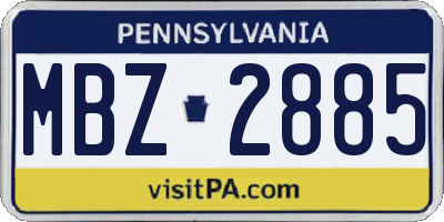 PA license plate MBZ2885