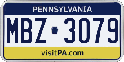 PA license plate MBZ3079