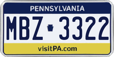 PA license plate MBZ3322