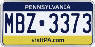 PA license plate MBZ3373
