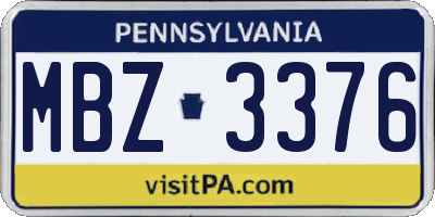 PA license plate MBZ3376