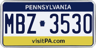 PA license plate MBZ3530